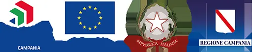 Loghi di Campania Startup, dell'Unione europea, della Repubblica italiana e della Regione Campania