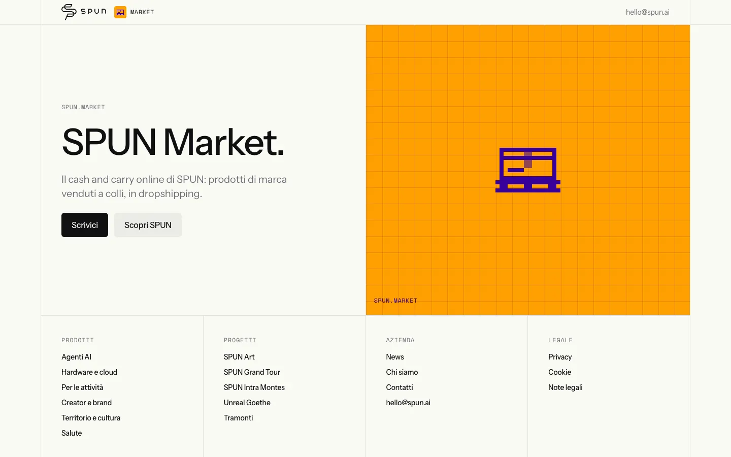La prima pagina del sito di SPUN Market