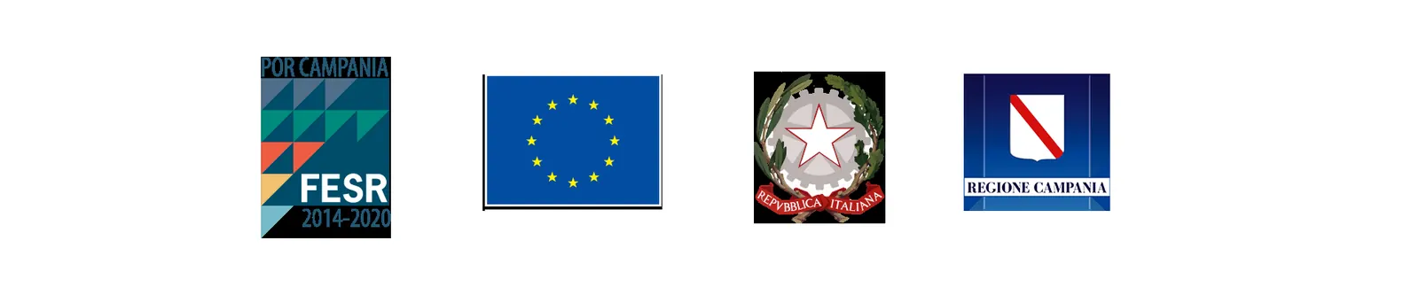 Loghi del POR Campania FESR 2014-2020, dell'Unione europea, della Repubblica italiana e della Regione Campania
