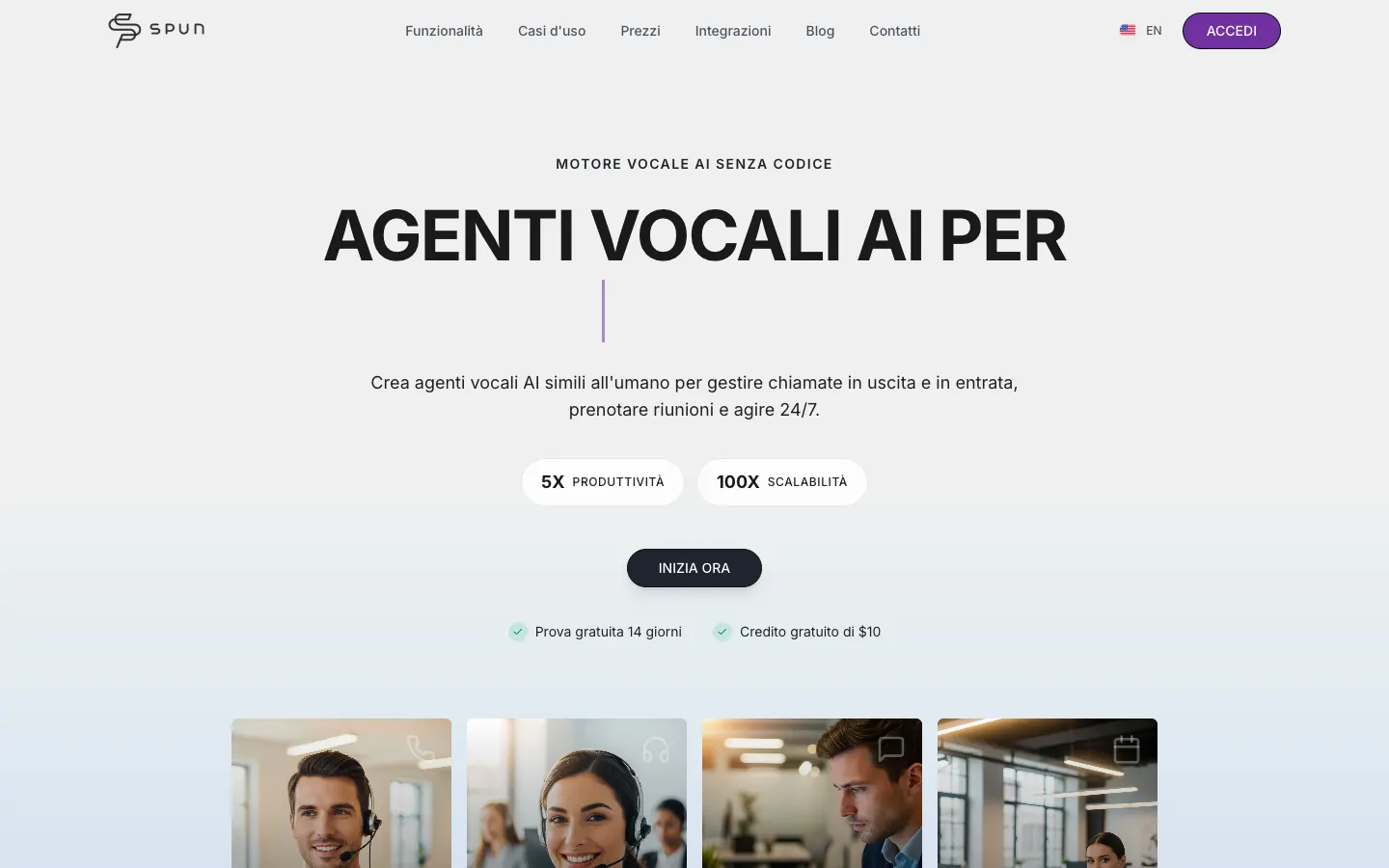 La prima pagina del sito di SPUN Tel